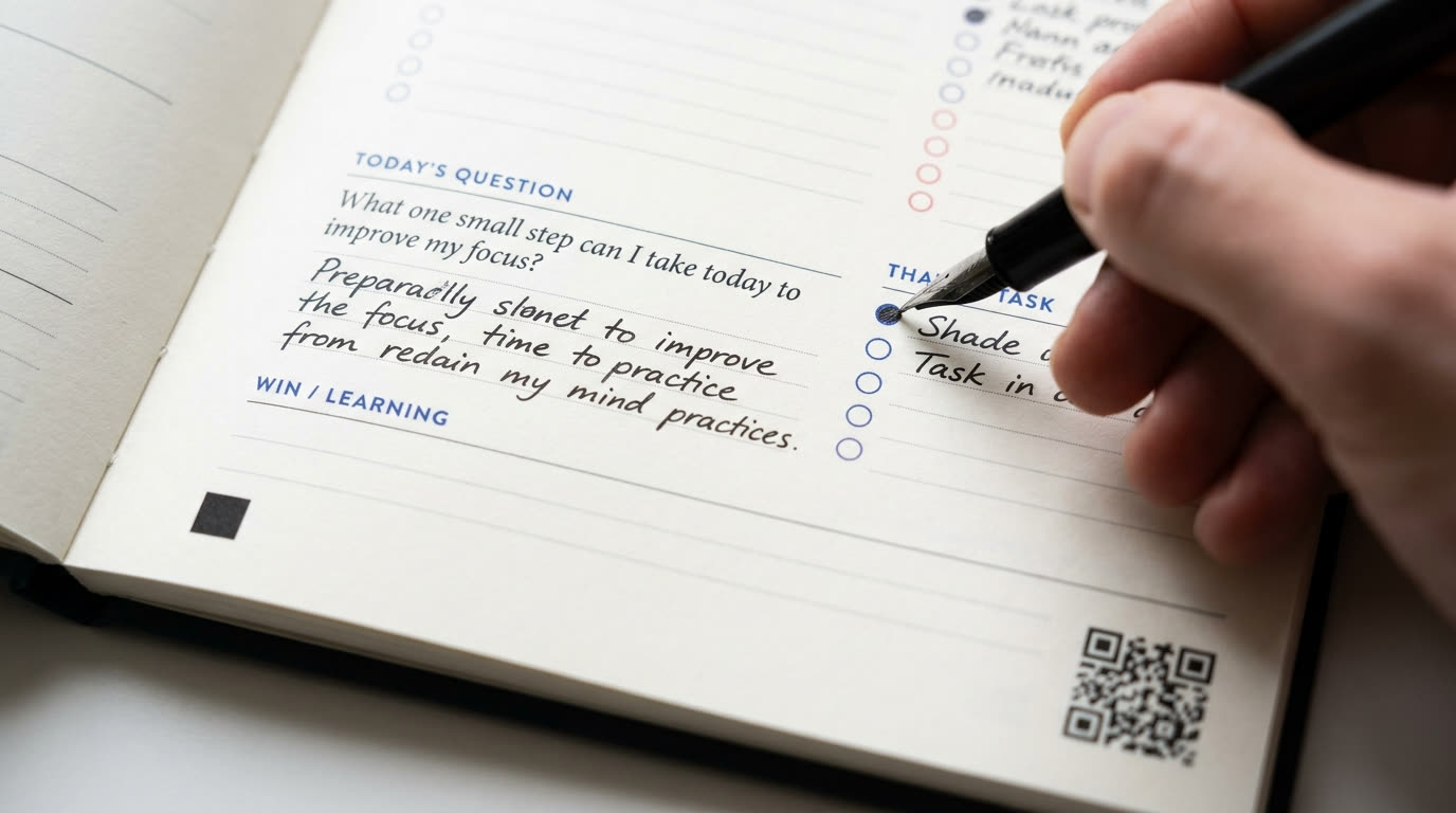 Close-up of a printed planner page