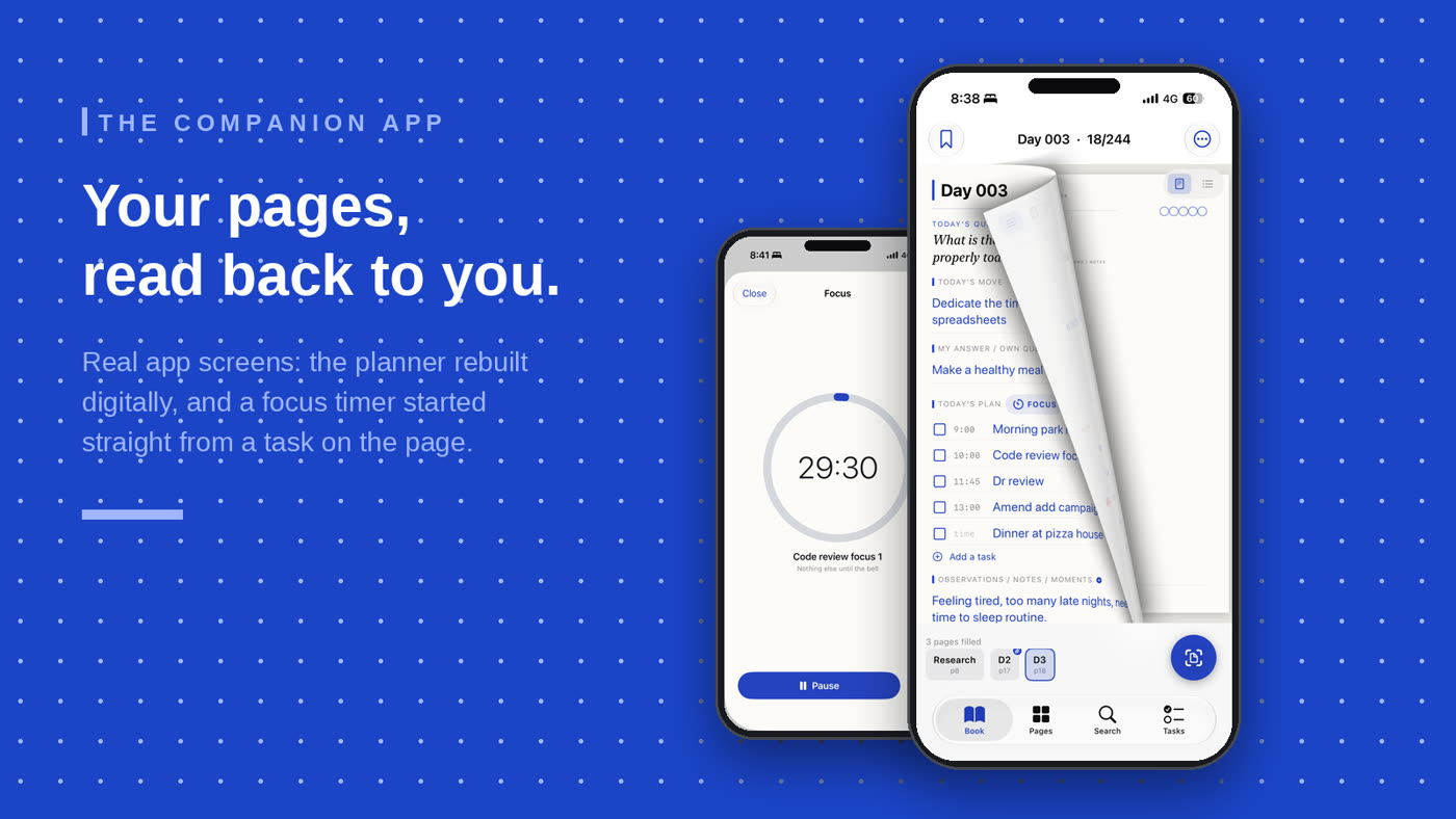 Scanning a planner page with an iPhone